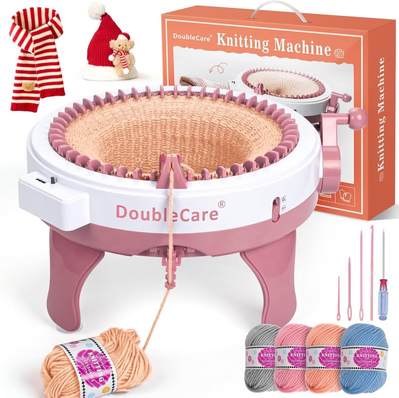 DoubleCare Knitting Machine 48 Needles,Smart Loom Knitting Machine with Row Counter,Knitting Board Rotating Double Knit Loom Machine for 𝐀𝐝𝐮𝐥𝐭𝐬 Gift,DIY Knit Scarf Hat Sock(with Wool) - Image 1